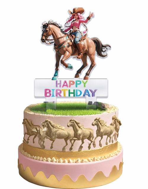 Load image into Gallery viewer, Palegg Cowgirl Cake Topper Western Party Supplies Brown Orange Red Acrylic

