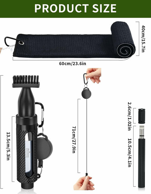 Load image into Gallery viewer, Wynaura Pro Golf Club Cleaner Brush Set with Groove Sharpener &amp; Towel Black
