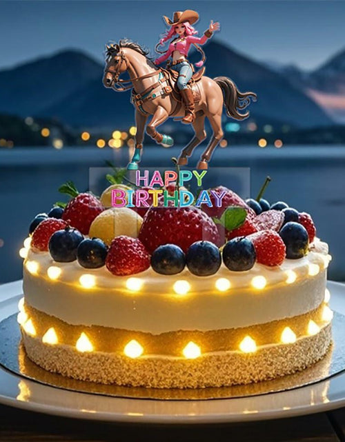 Load image into Gallery viewer, Palegg Cowgirl Cake Topper Western Party Supplies Brown Orange Red Acrylic
