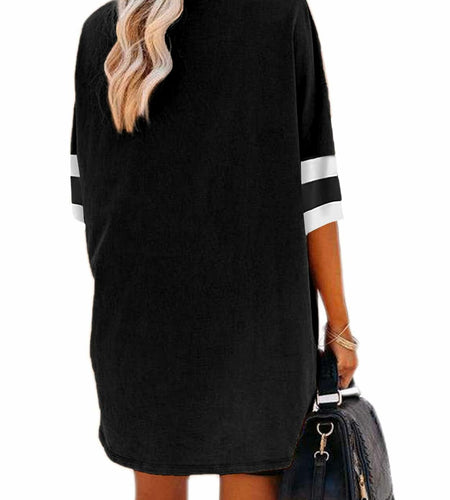 Remidoo Womens Oversized Baseball Tshirt Crewneck Black Size XXL