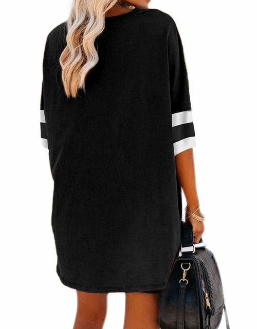 Load image into Gallery viewer, Remidoo Womens Oversized Baseball Tshirt Crewneck Black Size XXL
