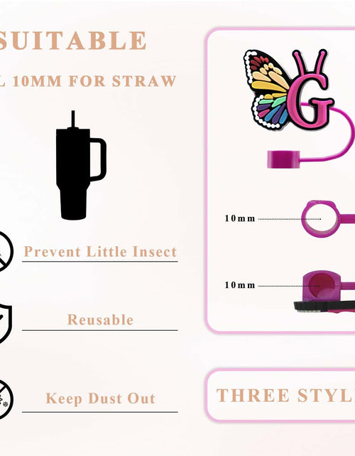 Load image into Gallery viewer, Stanley Cup Straw Covers 3-Pack with Personalized Initial Charms 30&amp;40oz

