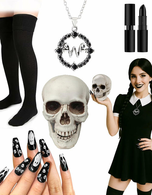 Load image into Gallery viewer, Swooflia 5PCS Women’s Halloween Costume Accessories Set Skull Necklace
