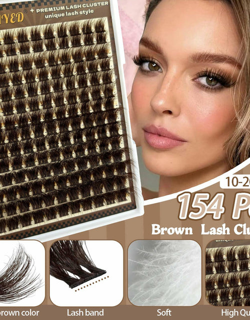 Load image into Gallery viewer, FOINEMYED Brown Lash Clusters 10-20mm 154PCS Fluffy Individual False Lashes
