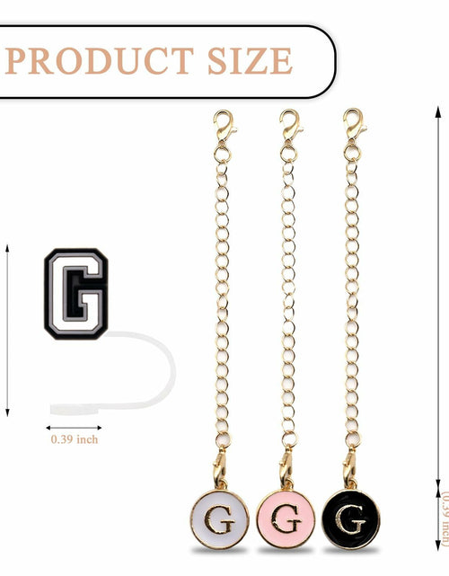 Load image into Gallery viewer, Stanley Cup Straw Covers 3-Pack with Personalized Initial Charms 30&amp;40oz

