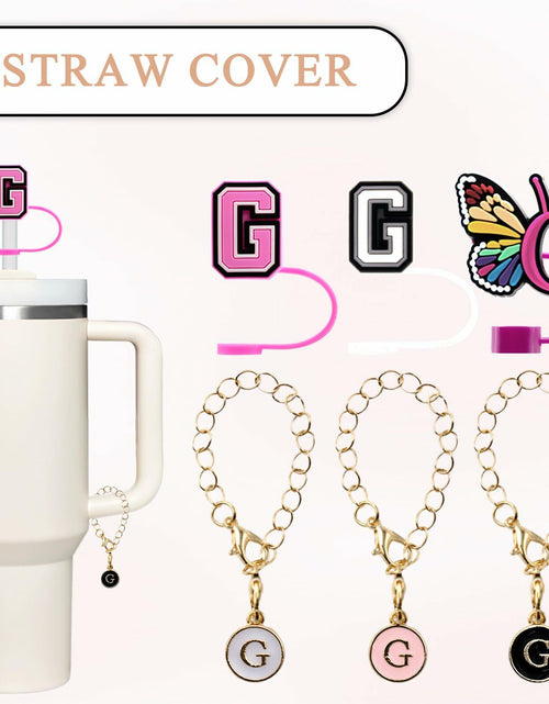 Load image into Gallery viewer, Stanley Cup Straw Covers 3-Pack with Personalized Initial Charms 30&amp;40oz

