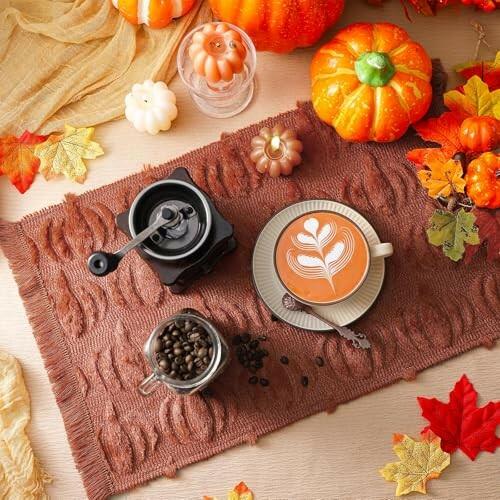 Load image into Gallery viewer, Nuanchu 4 PCS Rust Pumpkin Fall Placemats 13x19 Inch Soft Plush Table Mats
