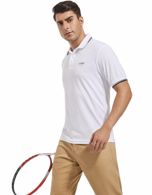 Load image into Gallery viewer, Derifelt Mens Moisture Wicking Polo Shirt White Striped Size XX-Large
