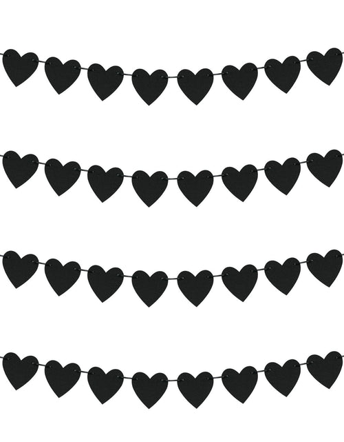 Load image into Gallery viewer, Guzon 4 Sets Black Heart Felt Banners Gothic Wedding Valentine Party Decor
