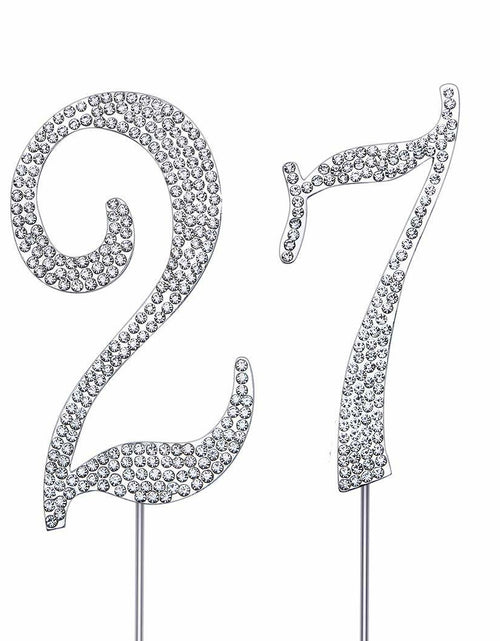Load image into Gallery viewer, MAGJUCHE Silver 27" Crystal Number 27 Cake Topper Birthday Anniversary
