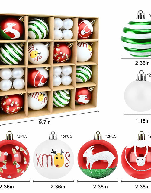 Load image into Gallery viewer, yintok Christmas Ornaments Balls 37ct 2.36" &amp; 1.18" Red Green White Xmas
