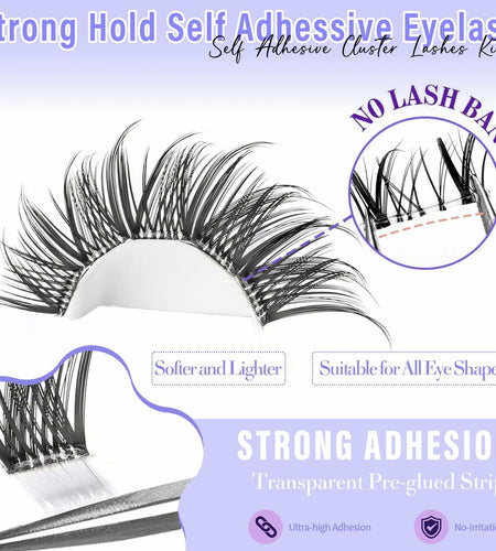 Yaiseiko Self Adhesive Lash Clusters Natural Look 100Pcs 8-16MM