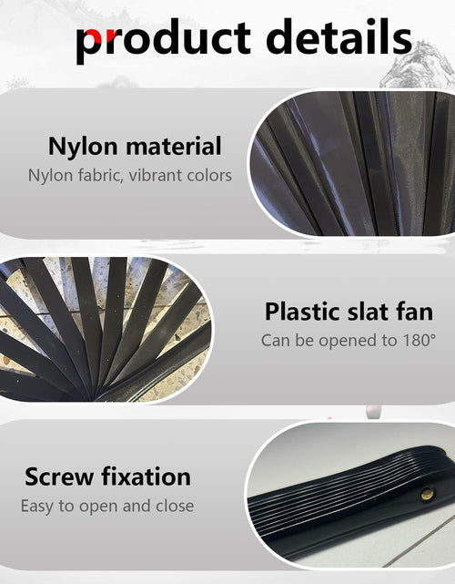 Load image into Gallery viewer, Clussbin Boots on The Ground Hand Fan Large Folding Black Wood
