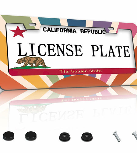 TUBAMQ Groovy Sun Aluminum License Plate Frame Rustproof US Canada Std