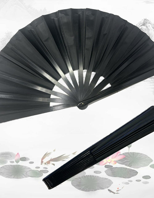 Load image into Gallery viewer, Clussbin Boots on The Ground Hand Fan Large Folding Black Wood
