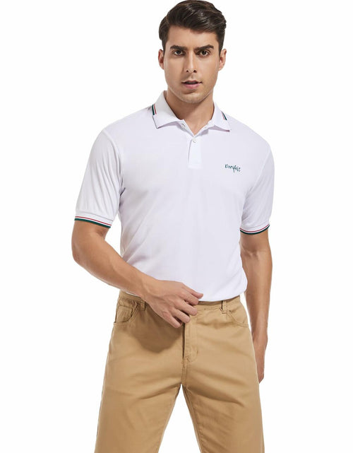 Load image into Gallery viewer, Derifelt Mens Moisture Wicking Polo Shirt White Striped Size XX-Large
