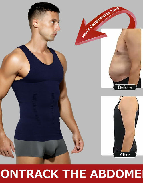 Load image into Gallery viewer, Casey Kevin Sleeveless Gynecomastia Compression Shirt Body Shaper Navy Blue XL
