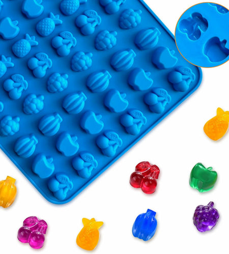 Sidosir Gummy Candy Mold Set 7PCS Silicone Nonstick Bears Dinosaur Fruit Donut