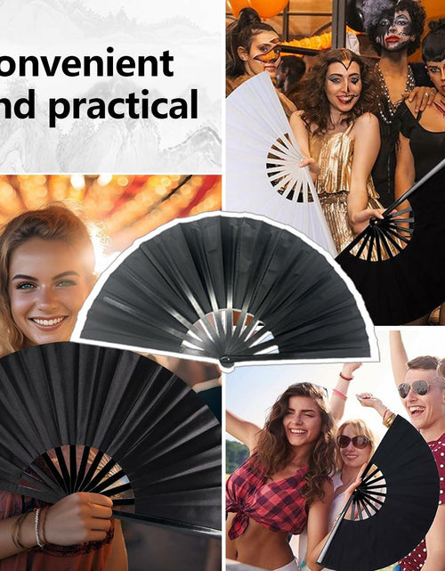 Load image into Gallery viewer, Clussbin Boots on The Ground Hand Fan Large Folding Black Wood
