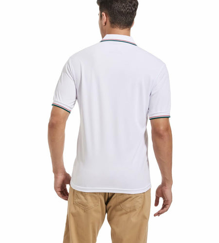Derifelt Mens Moisture Wicking Polo Shirt White Striped Size XX-Large