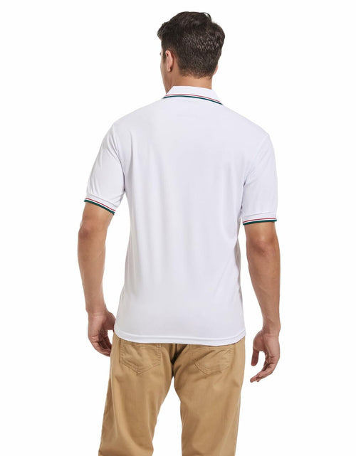 Load image into Gallery viewer, Derifelt Mens Moisture Wicking Polo Shirt White Striped Size XX-Large

