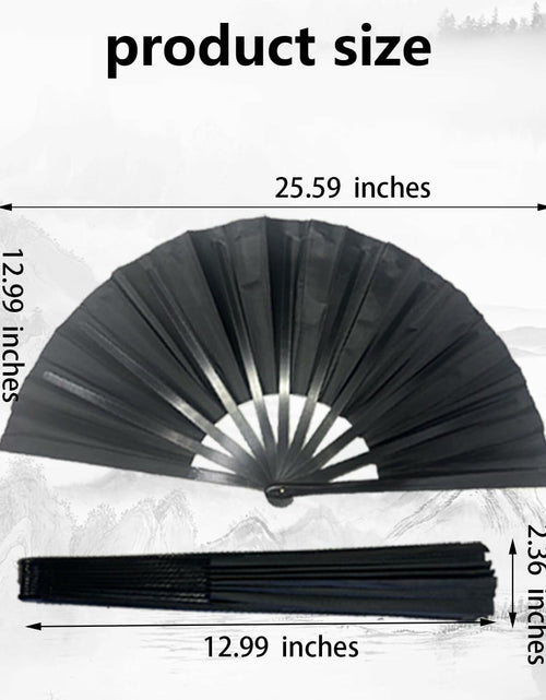Load image into Gallery viewer, Clussbin Boots on The Ground Hand Fan Large Folding Black Wood
