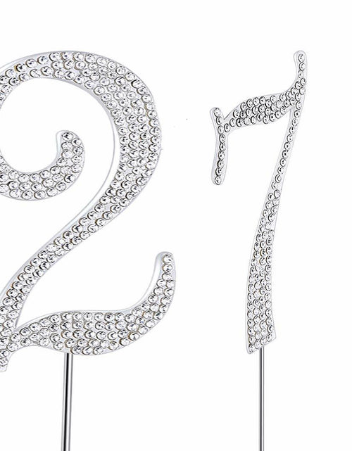 Load image into Gallery viewer, MAGJUCHE Silver 27" Crystal Number 27 Cake Topper Birthday Anniversary
