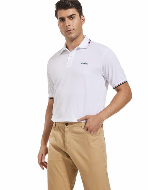 Load image into Gallery viewer, Derifelt Mens Moisture Wicking Polo Shirt White Striped Size XX-Large
