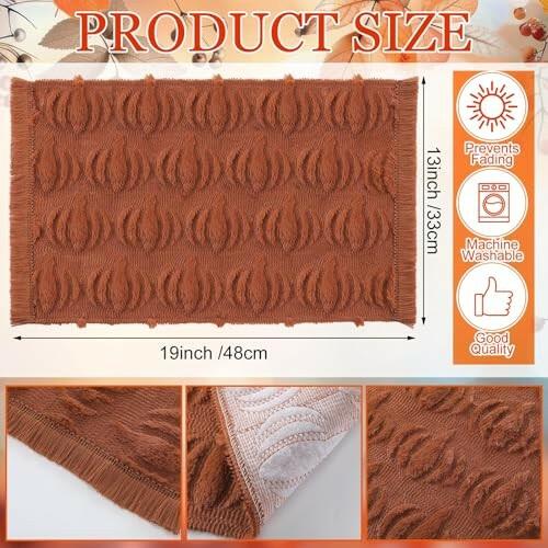 Load image into Gallery viewer, Nuanchu 4 PCS Rust Pumpkin Fall Placemats 13x19 Inch Soft Plush Table Mats
