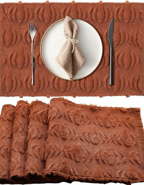 Load image into Gallery viewer, Nuanchu 4 PCS Rust Pumpkin Fall Placemats 13x19 Inch Soft Plush Table Mats
