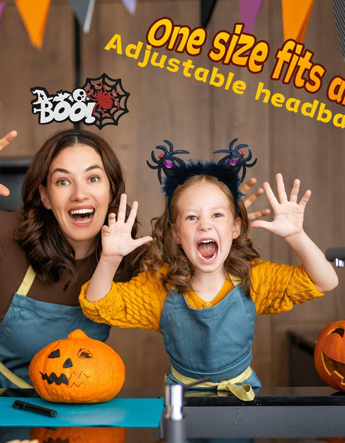 Load image into Gallery viewer, Qiexuxing Halloween Spider Headband 2-Pack Black Felt Fabric One Size
