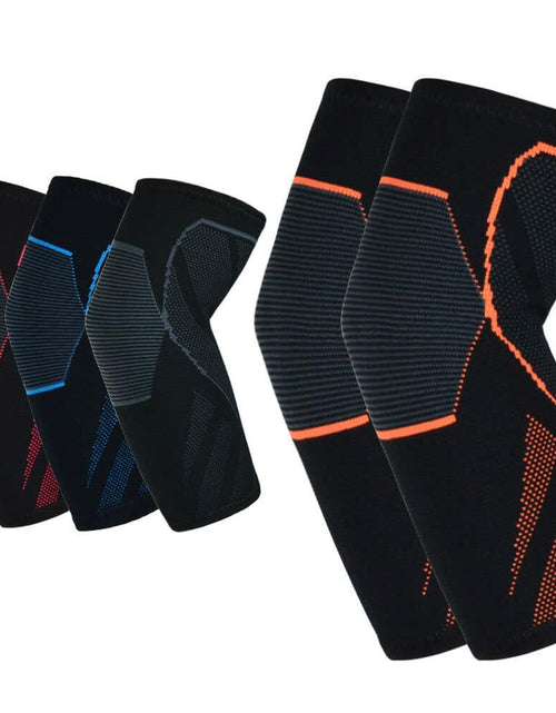 Load image into Gallery viewer, CYCLXY Tennis Elbow Compression Sleeves Arm Guards Black/Orange Size L
