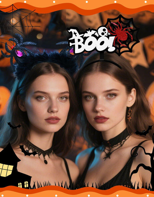 Load image into Gallery viewer, Qiexuxing Halloween Spider Headband 2-Pack Black Felt Fabric One Size

