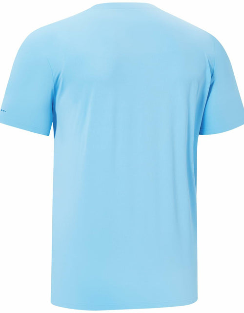 Load image into Gallery viewer, UVSAI Men’s UPF 50+ Short Sleeve Shirt Sky Blue Hiking Fishing Performance Tee
