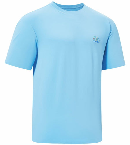 UVSAI Men’s UPF 50+ Short Sleeve Shirt Sky Blue Hiking Fishing Performance Tee