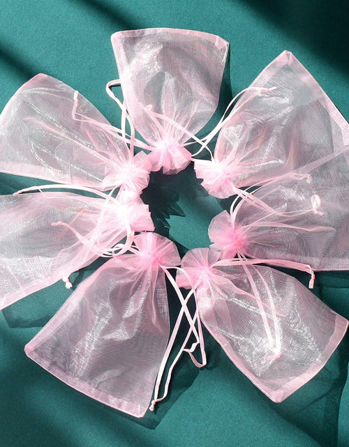 Load image into Gallery viewer, WenTao Organza Gift Bags 4x6in Pink 100pcs Drawstring Jewelry Pouches
