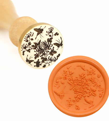 QINGNING Animalia Butterfly Wax Seal Stamp Laser Engraved Brass Head