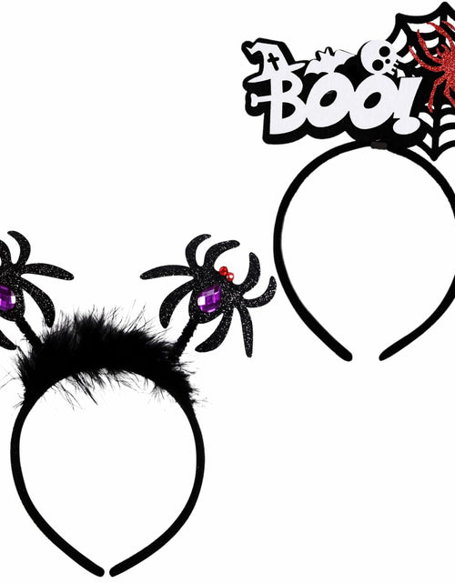 Load image into Gallery viewer, Qiexuxing Halloween Spider Headband 2-Pack Black Felt Fabric One Size
