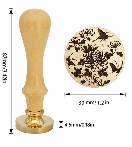 QINGNING Animalia Butterfly Wax Seal Stamp Laser Engraved Brass Head