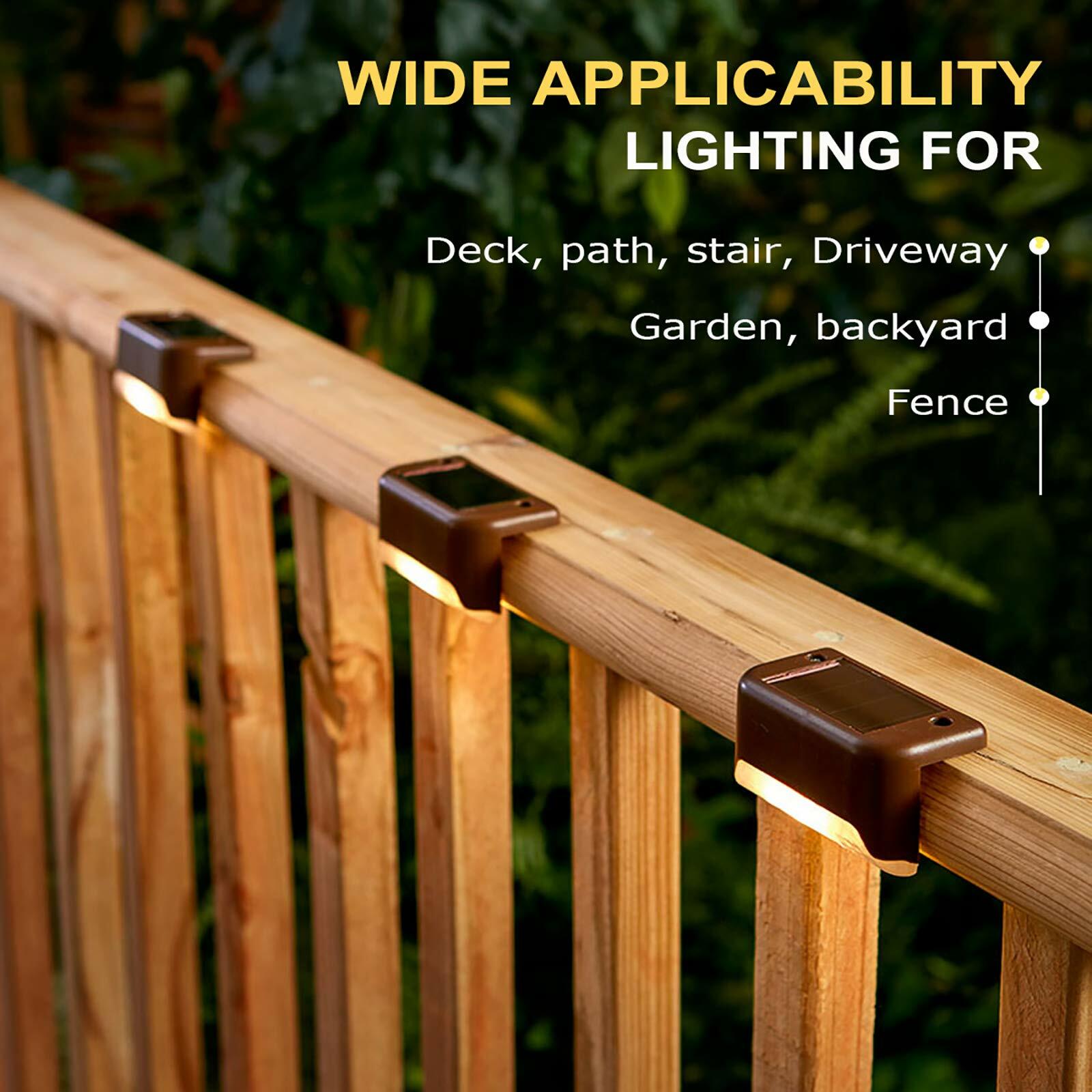 Phereu Solar Deck Lights 16 Pack LED Waterproof Outdoor Warm White Brown