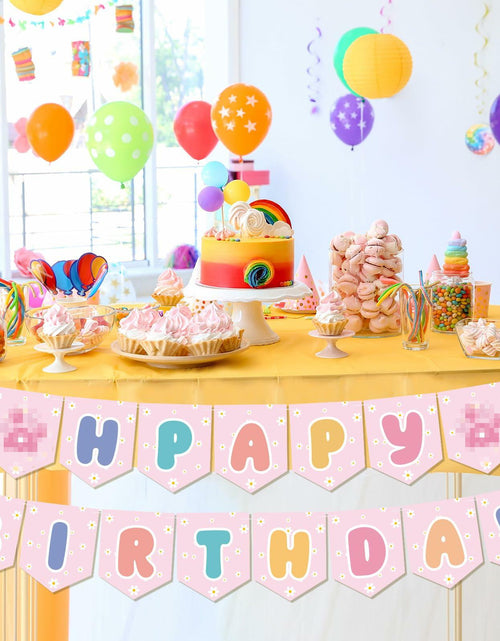 Load image into Gallery viewer, Marspark Blue Dog Birthday Banner with Daisy Flowers Pastel Colorful
