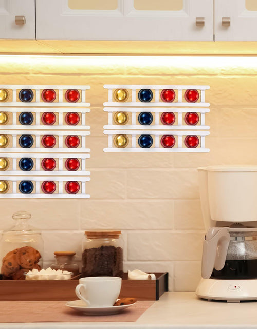 Load image into Gallery viewer, Threehoney Adhesive Coffee Pod Holder 8 Pack Holds 20 Capsules Wall Mount
