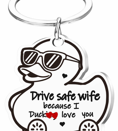 XgiftCreat Valentines Keychain Gifts for Wife - Drive Safe Wife I Love You,