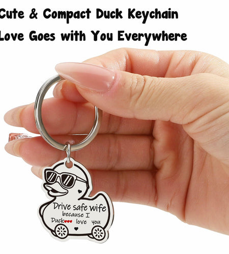 XgiftCreat Valentines Keychain Gifts for Wife - Drive Safe Wife I Love You,