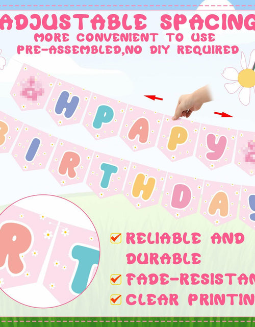 Load image into Gallery viewer, Marspark Blue Dog Birthday Banner with Daisy Flowers Pastel Colorful
