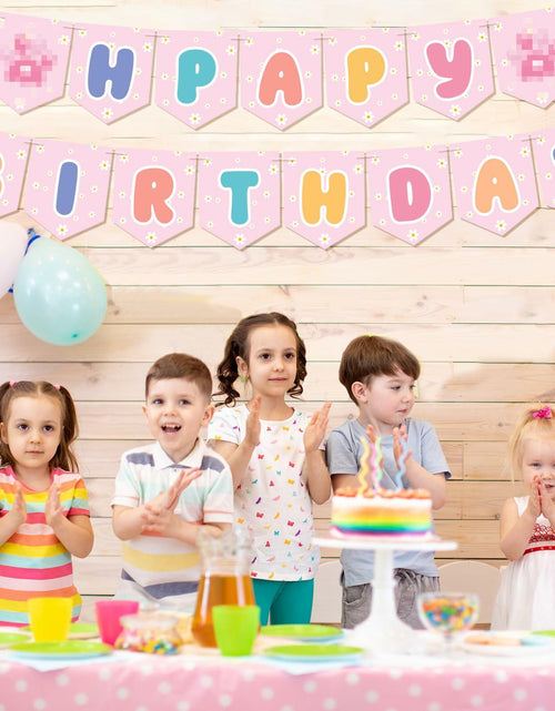 Load image into Gallery viewer, Marspark Blue Dog Birthday Banner with Daisy Flowers Pastel Colorful
