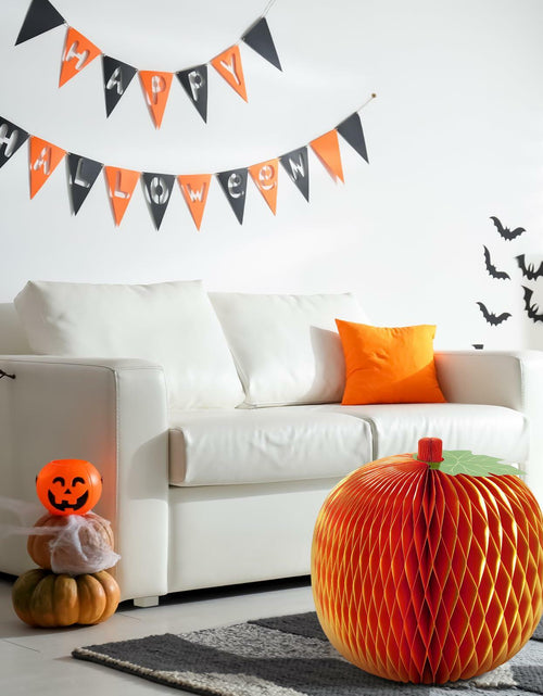 Load image into Gallery viewer, Weekgrat 20'' Giant Honeycomb Pumpkin Decoration Orange Reusable Fall Halloween
