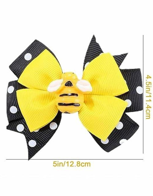 Load image into Gallery viewer, BOENBE LOVED Girls Yellow Bee Hair Clips with Ribbon Bows 2Pcs Polka Dots
