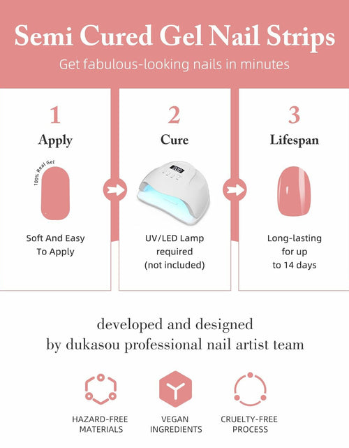 Load image into Gallery viewer, DUKASOU Semi Cured Gel Nail Strips 28 pcs Creamy White Glitter UV Light
