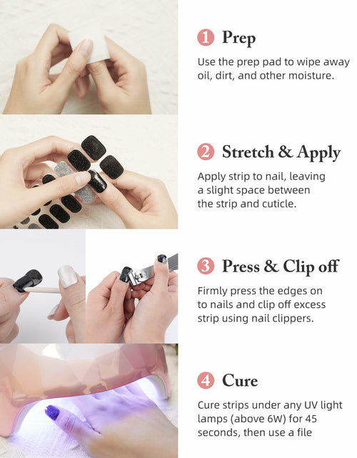 Load image into Gallery viewer, DUKASOU Semi Cured Gel Nail Strips 28 pcs Creamy White Glitter UV Light
